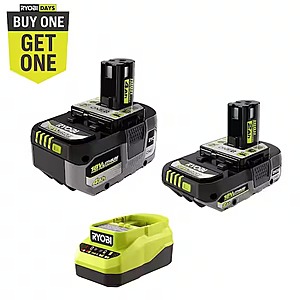 RYOBI ONE+ 18V Li-Ion Starter Kit (4Ah & 2Ah Batteries & Charger) + Bonus Tool $99 + Free S&H