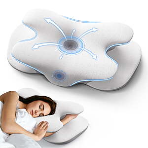 Alupssuc Memory Foam Cervical Neck Pillow w/ Cooling Silk Case (2 colors) from