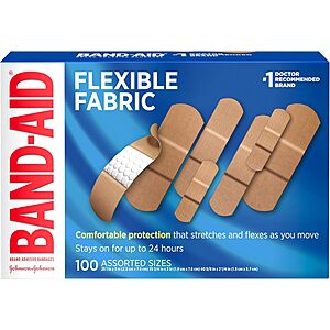 Select Accts: 100-Ct Band-Aid Flexible Fabric Adhesive Bandages (Assorted Sizes) $3.95 w/ S&S