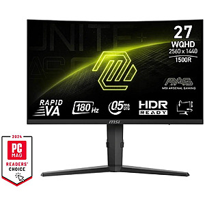Refurb: 27" MSI MAG 275CQPF 1440p 180Hz 0.5ms Curved VA Gaming Monitor $60 after $50 Rebate + Free S&H