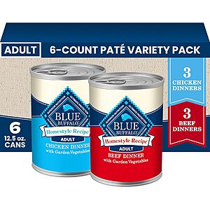 Select Accts: 6-Ct 12.5-Oz Blue Buffalo Homestyle Wet Dog Food (Chicken & Beef) $4.80 w/ S&S