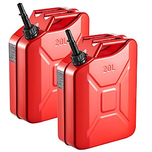 2-Pk 5.3-Gal VEVOR Metal Fuel Container w/ Spout & Comfort Handle (2 colors) $40.90 + Free S&H