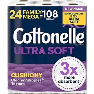 24-Pk Cottonelle Ultra Toilet Paper Family Mega Rolls (Clean or Soft) 2 for $35.90 w/ S&S + Free S&H