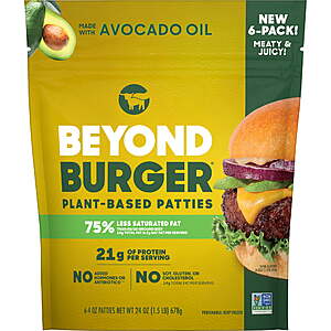 6-Pk 4-Oz Beyond Meat Beyond Burger Plant-Based Patties + $6.75 Walmart Cash