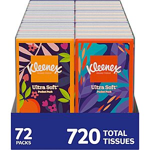 Select Accounts: 10-Ct 72-Pk Kleenex On-The-Go Ultra Facial Tissues $15 w/ S&S