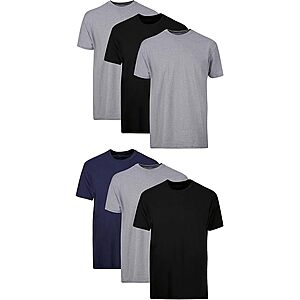 6-Pk Men's Hanes Stay-Tucked Soft Cotton Undershirts (Black/Grey/Blue)