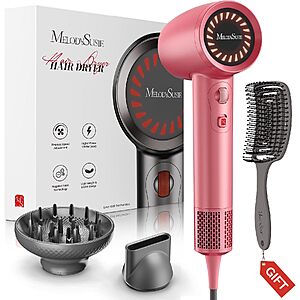 MelodySusie 1600w Hair Dryer w/ Diffuser (Rose) $19 + Free S&H