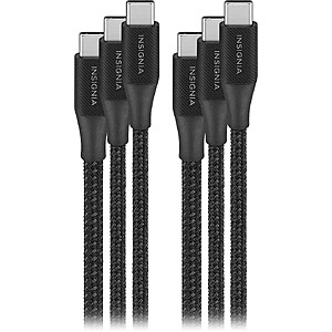 3-Pk Insignia USB-C to USB-C Braided Charge-and-Sync Cables (4' / 6' / 10') $10 + Free S&H