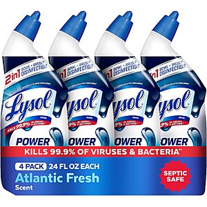 4-Pk 24-Oz Lysol Power Clinging Gel Toilet Bowl Cleaner (Atlantic Fresh) $6.10 w/ S&S