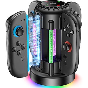 Fegliea 4-in-1 Charging Dock for Nintendo Switch 2 w/ LED Light (Black or White) 
