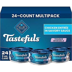 Select Accts: 24-Ct 3-Oz Blue Buffalo Tastefuls Chicken Tender Morsels Wet Cat Food $14.25 w/ S&S