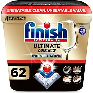Select Accts: 62-Ct Finish Ultimate Quantum Dishwashing Tablets (Fresh)