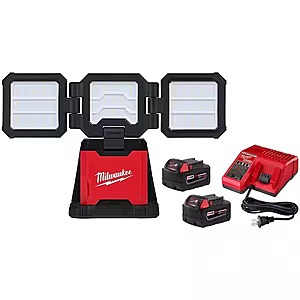 Milwaukee M18 18V Cordless 4500 Lumens Triple-Panel Light w/ 2x 5Ah Batteries $199 + Free S&H