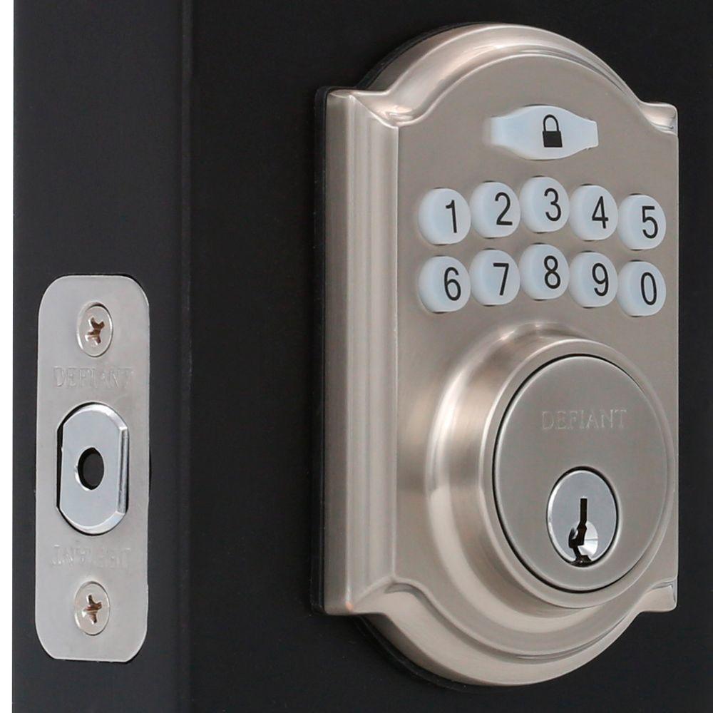 Defiant Single Cylinder Electronic Keypad Deadbolt Satin Nickel