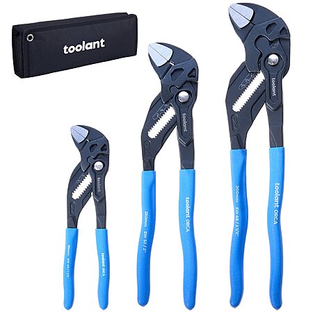 Toolant 7/10/12-INCH Pliers Wrench, CR-V Construction Adjustable Wrench Set With Pouch $35.99