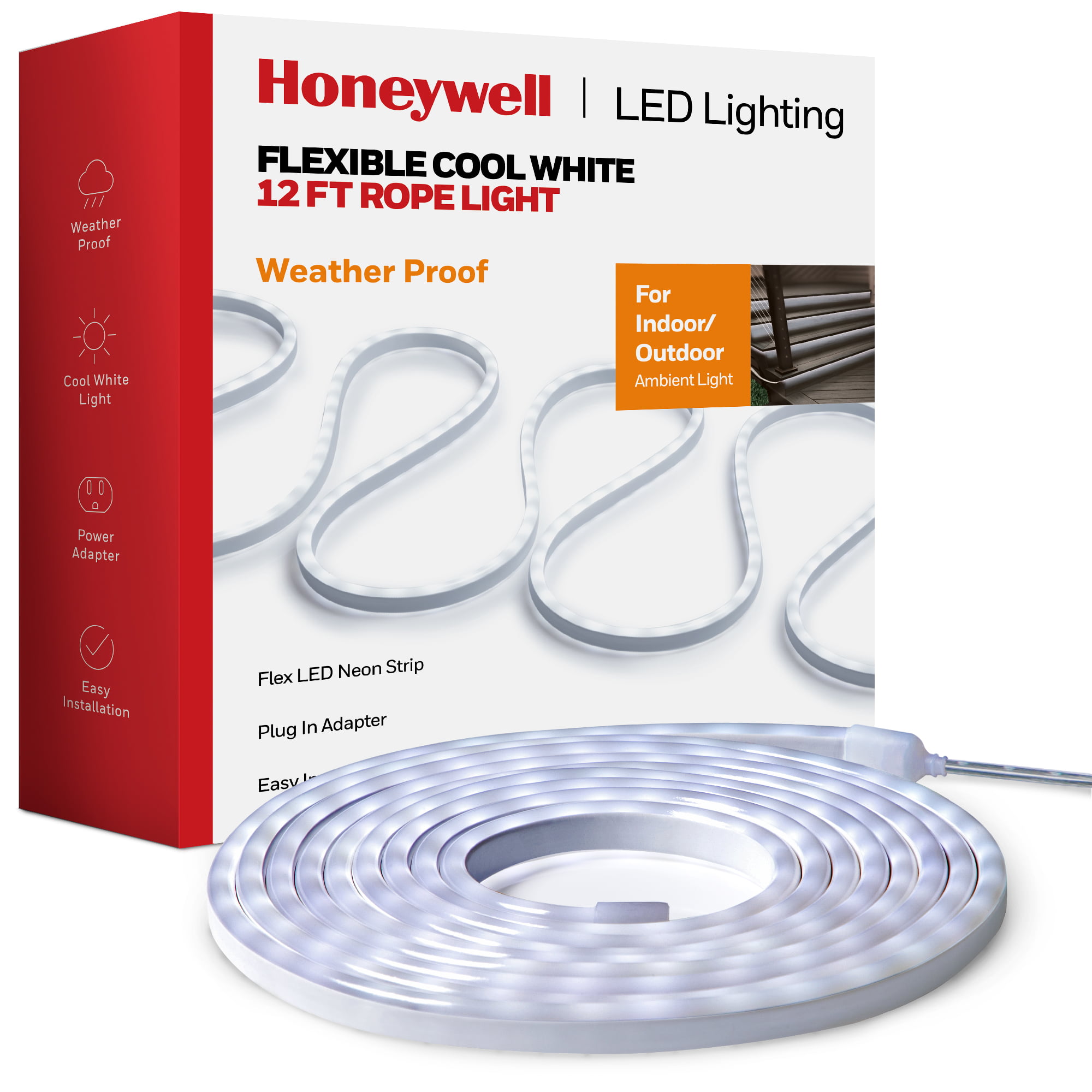 12' Honeywell Flexible Outdoor/Indoor LED Neon Rope Light w/ Power Adapter (Cool White) $9.95 + Free Shipping w/ Walmart+ or on $35+