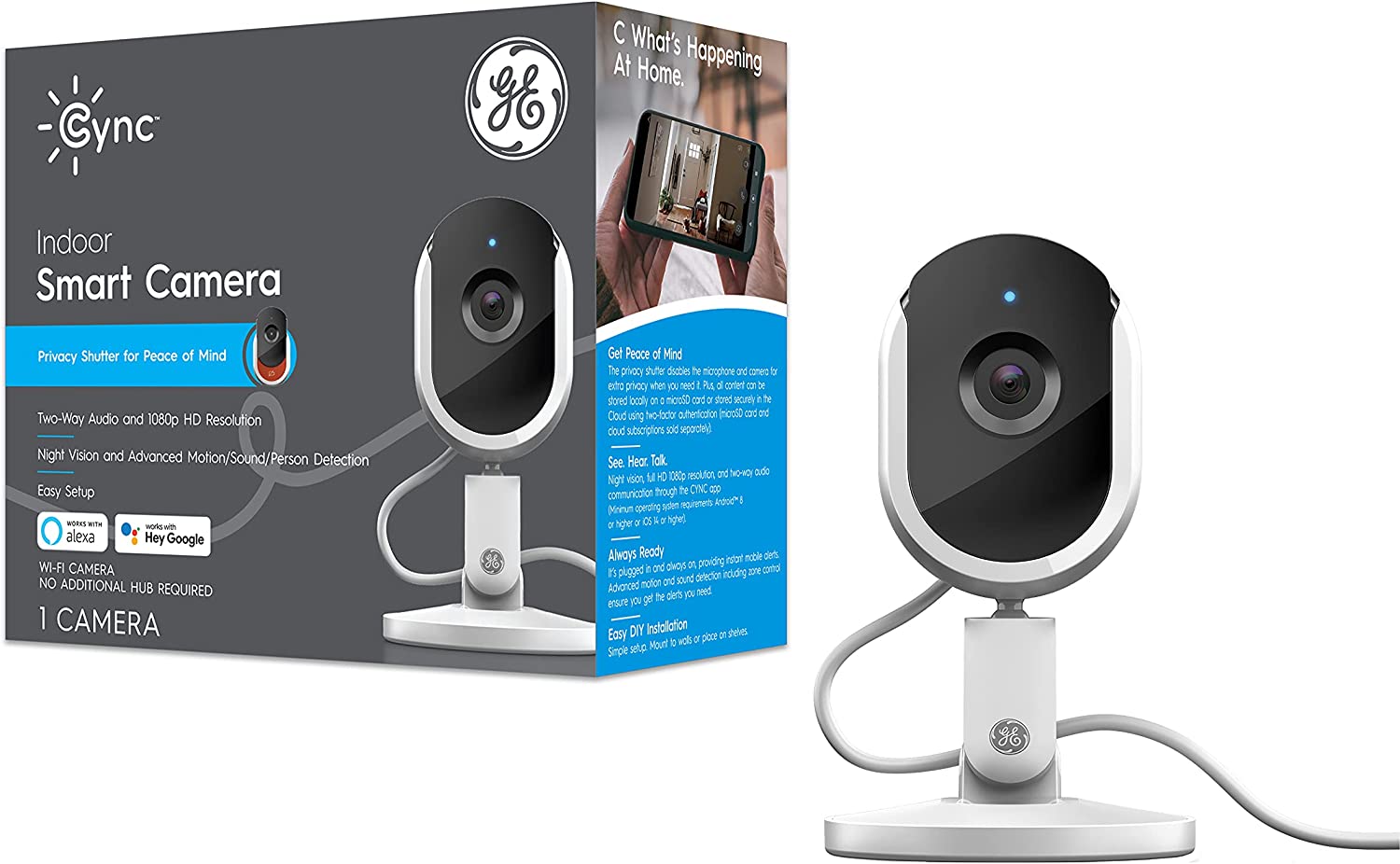 GE CYNC 1080p Smart Indoor Security Camera w/ Mic & Camera Privacy Shutter, 2-Way Audio, & Night Vision $25.50 + Free Shipping