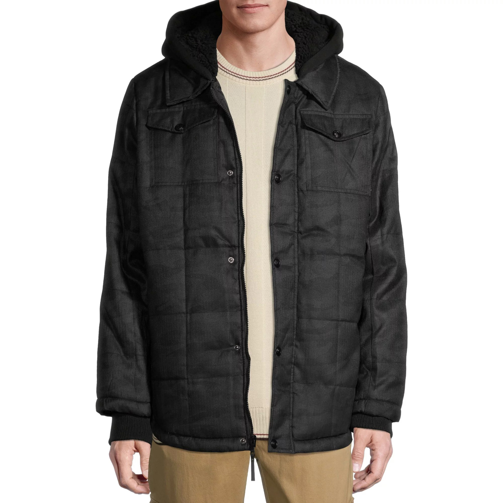 Urban Republic Men's Light Wool Jacket w/ Fleece Hood (Black Camo, Size Medium Only) $9.95 + Free S&H w/ Walmart+ or $35+