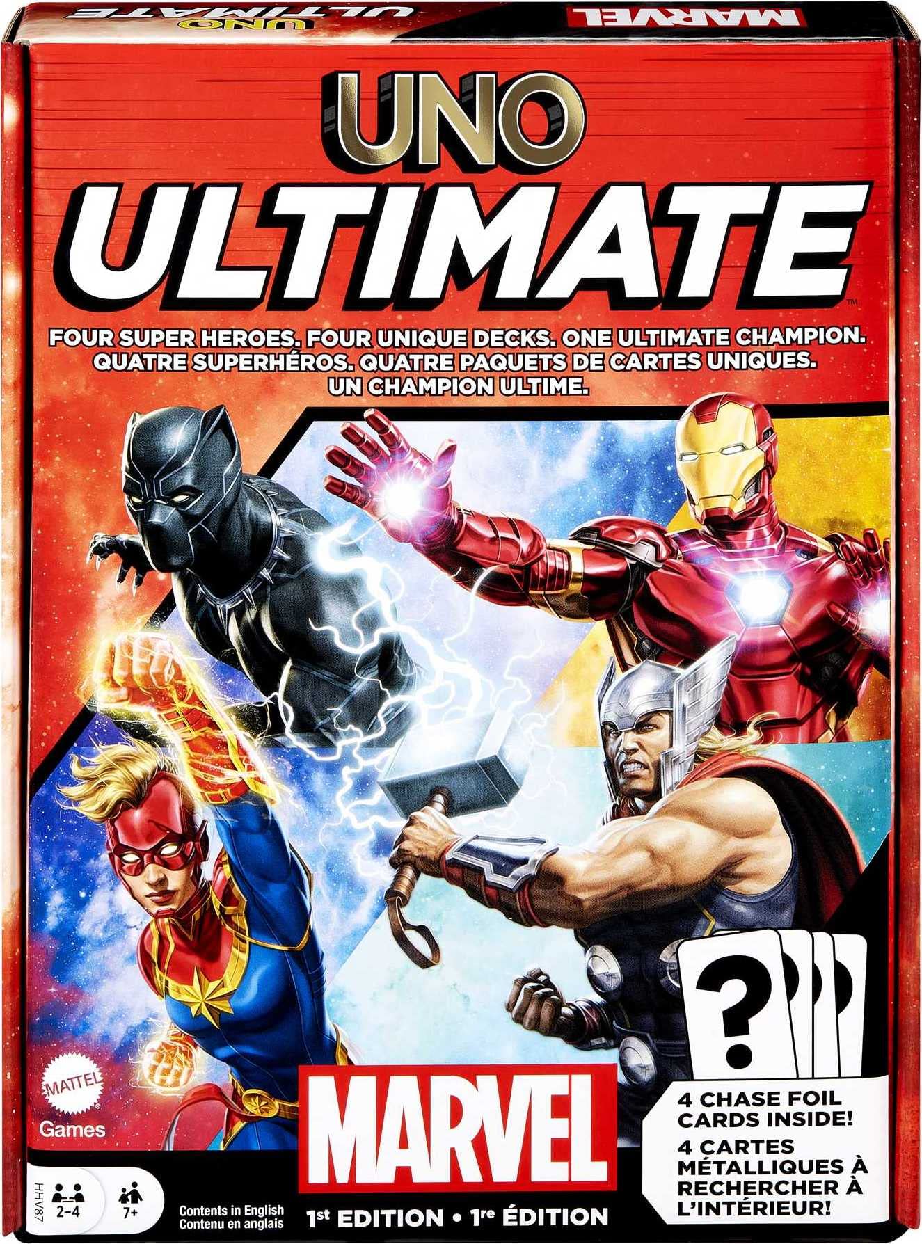 Uno Ultimate Marvel Card Game w/ 4 Collectible Chase Foil Cards (First Edition)​ $8 + Free Shipping w/ Prime or on $25+