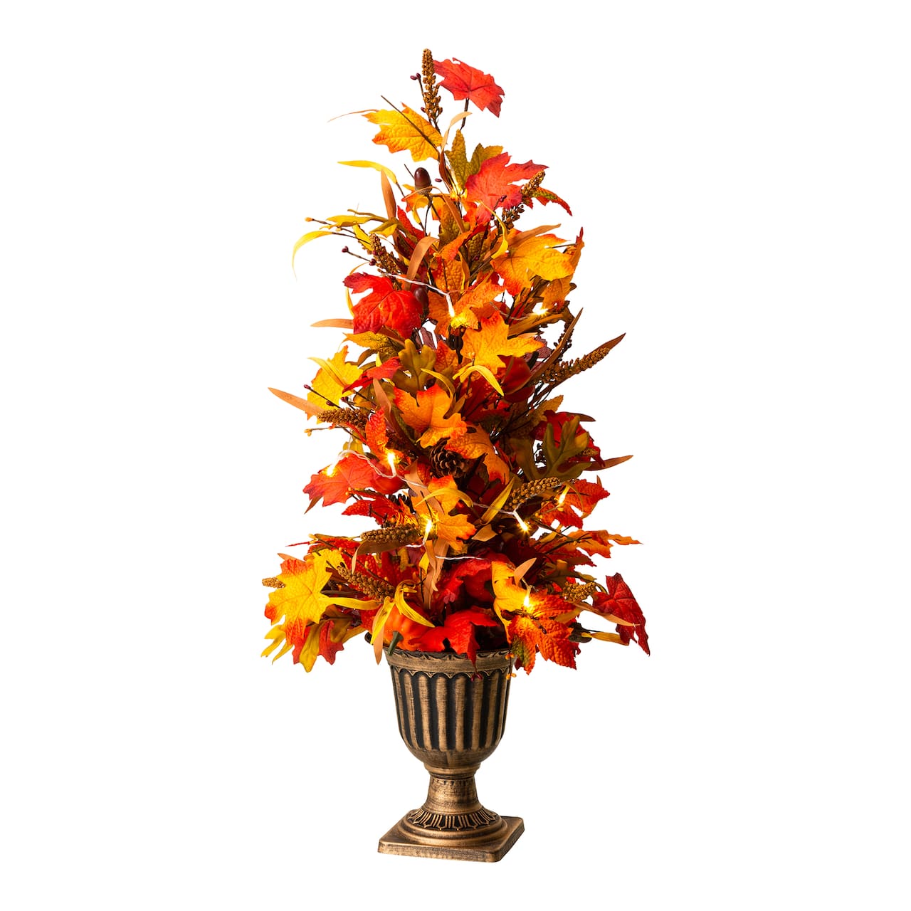 3' Glitzhome Fall Lighted Maple Leaves Tree in Urn + 13" Ashland Orange Craft Pumpkin $50.05 + Free Shipping