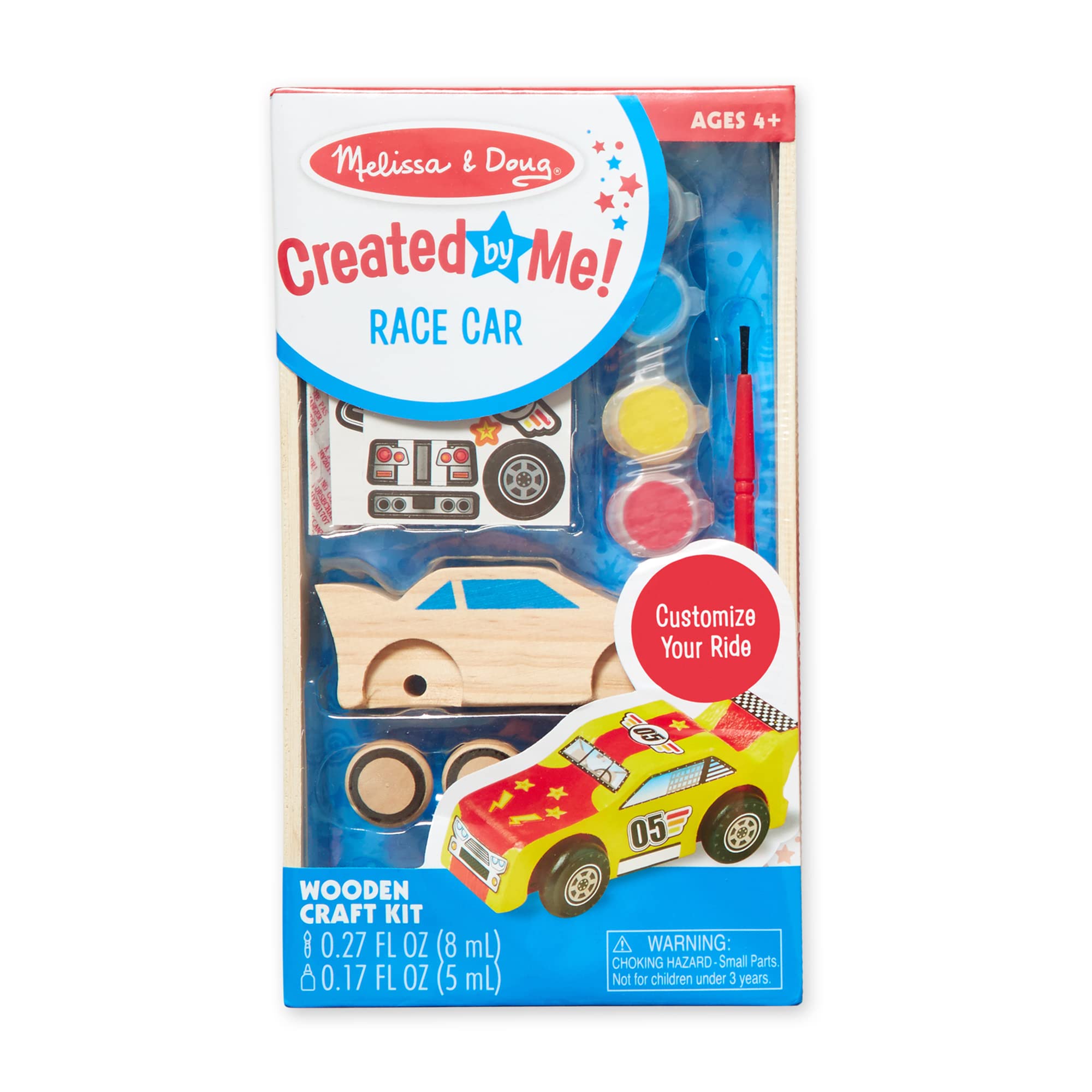4" Melissa & Doug Created by Me! Race Car Wooden Craft Kit w/ 4 Paints, Paintbrush, & 25 Stickers $6.49 + Free Shipping w/ Prime or on $35+