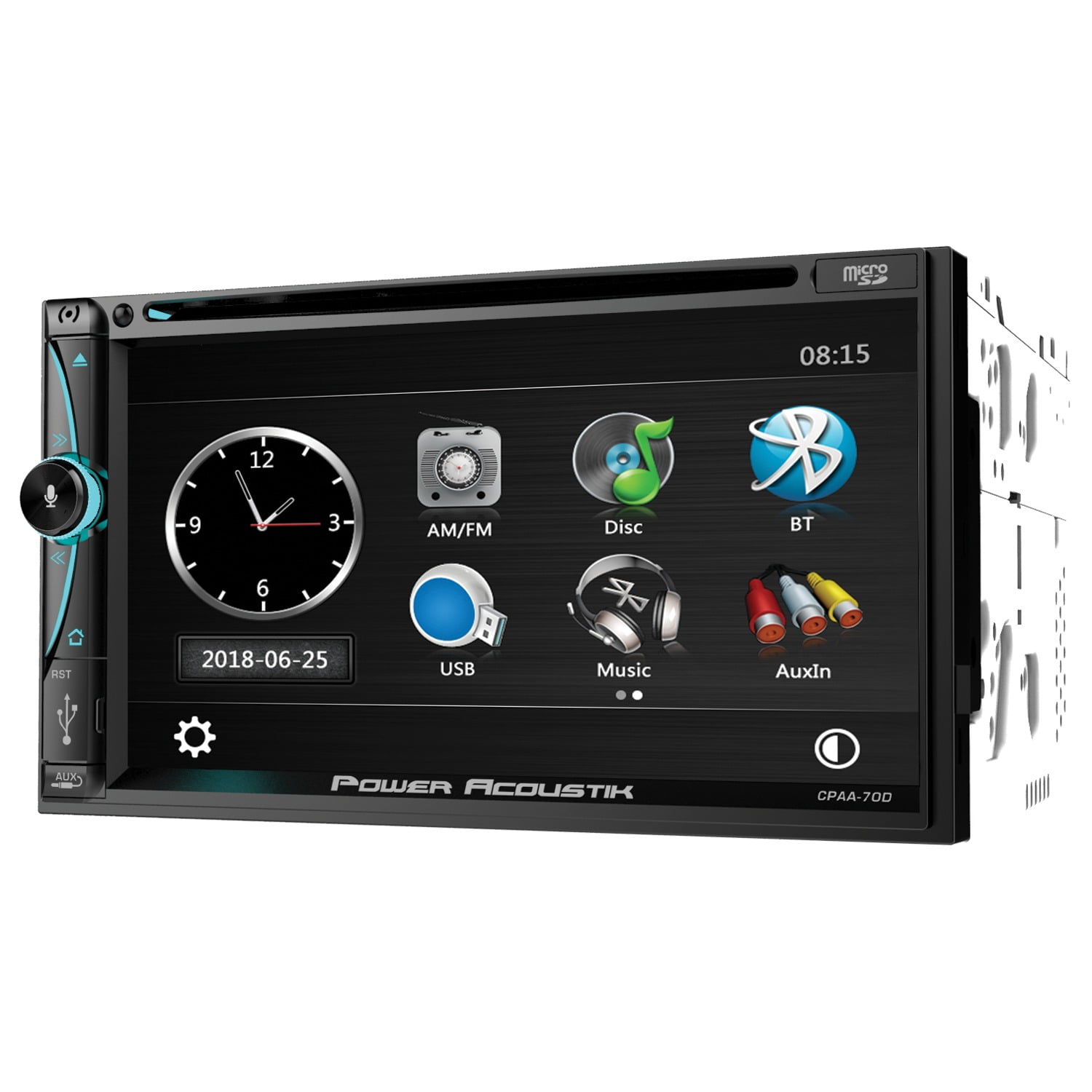Select Walmart Stores: Power Acoustik CPAA-70D Bluetooth CarPlay/Android Auto Receiver w/ 7" Touchscreen, MicroSD Slot, & Backup/Front Camera Input (Double DIN) $70 + Free Shipping