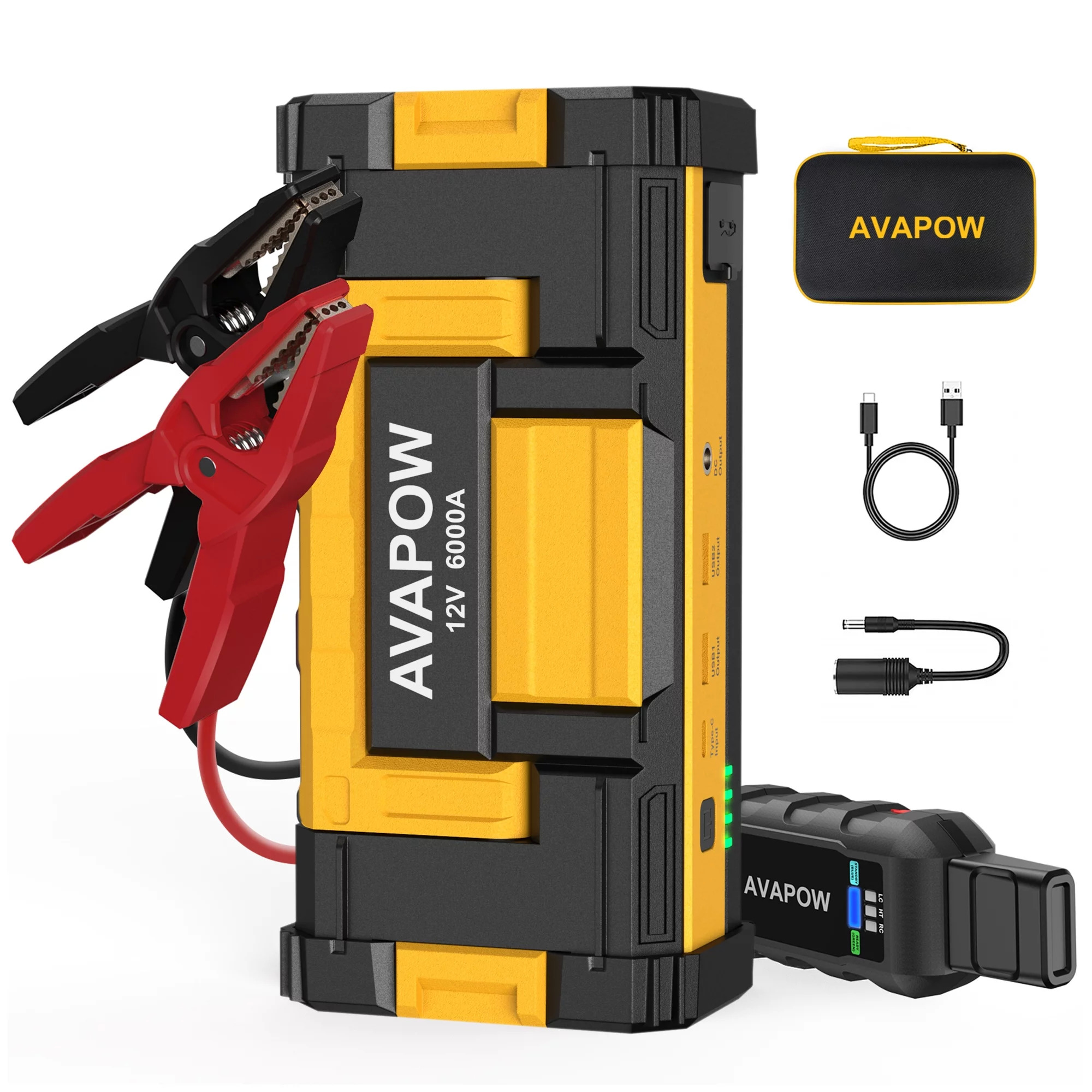 Avapow 6000A 12V 32000mAh Car Battery Portable Jump Starter W Dual USB 