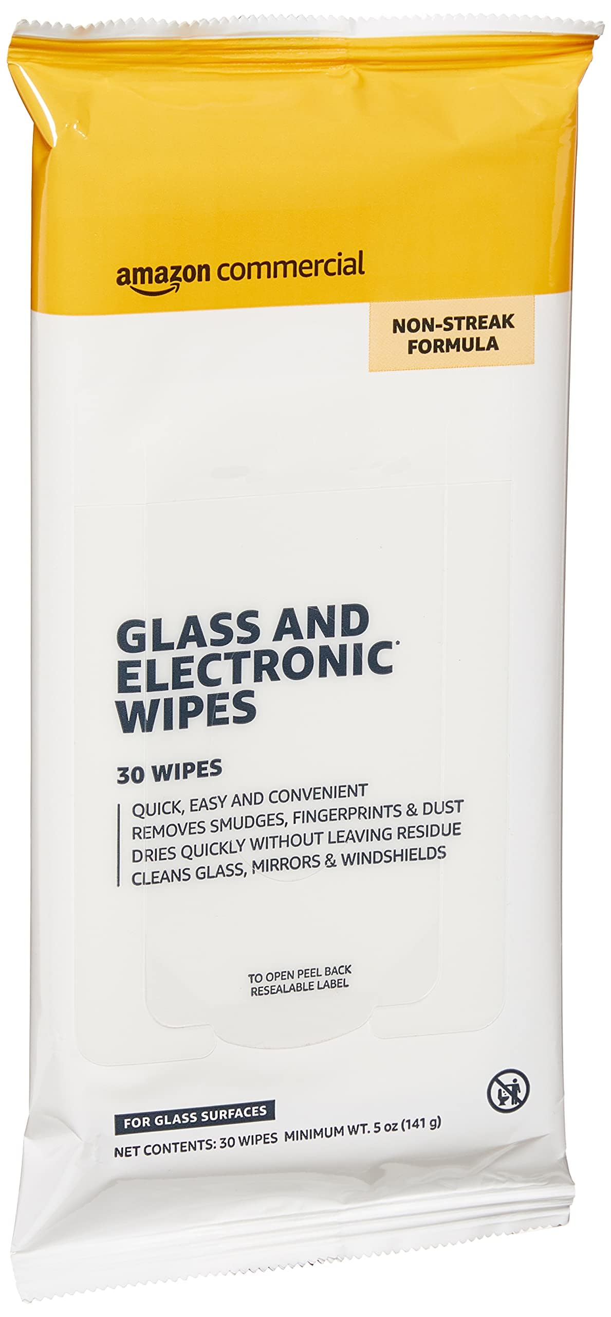 4-Pack 30-Wipes AmazonCommercial Glass & Electronic Non-Streak Cleaning Wipes $4.10 + Free Shipping w/ Prime or on $35+