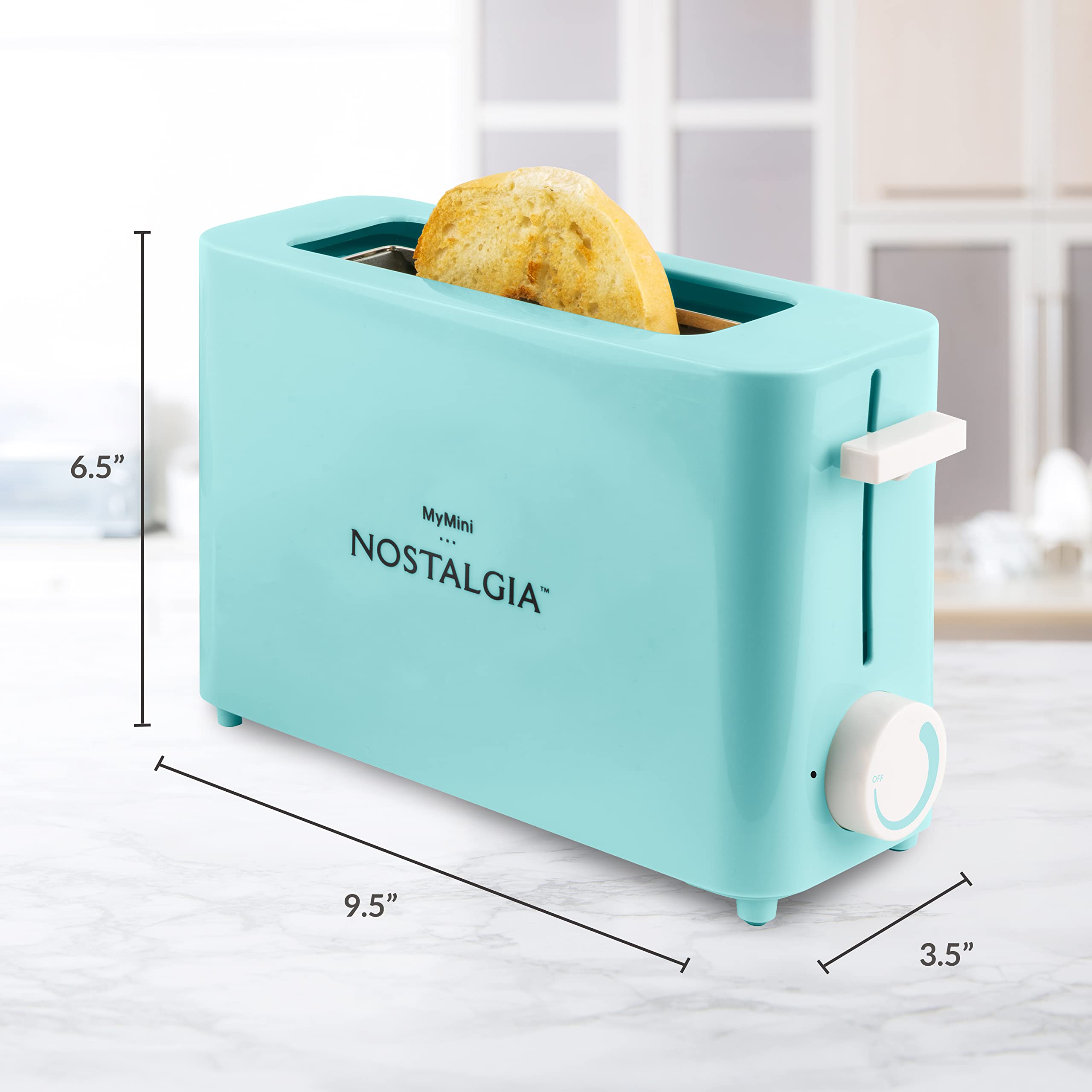 Nostalgia MyMini Single Slice Toaster w/ Adjustable Temperature & Removable Crumb Tray (Aqua) $9 + Free Shipping w/ Prime or on $35+