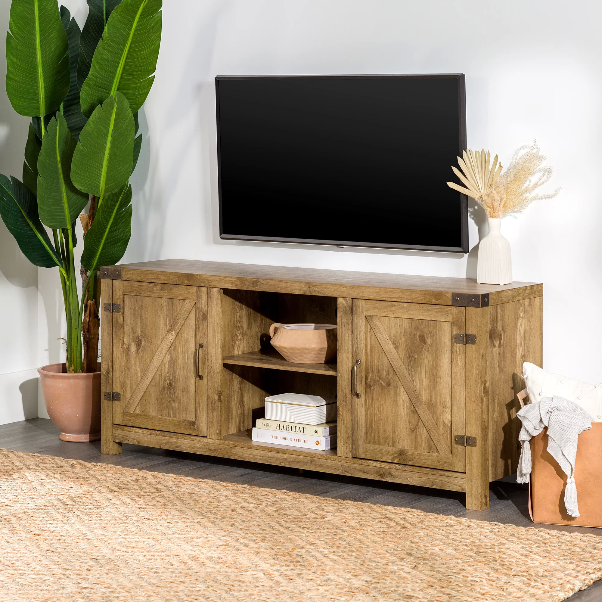 Woven Paths Modern Farmhouse Barn Door TV Stand for TVs up to 65" (Various Colors) $118 + Free Shipping