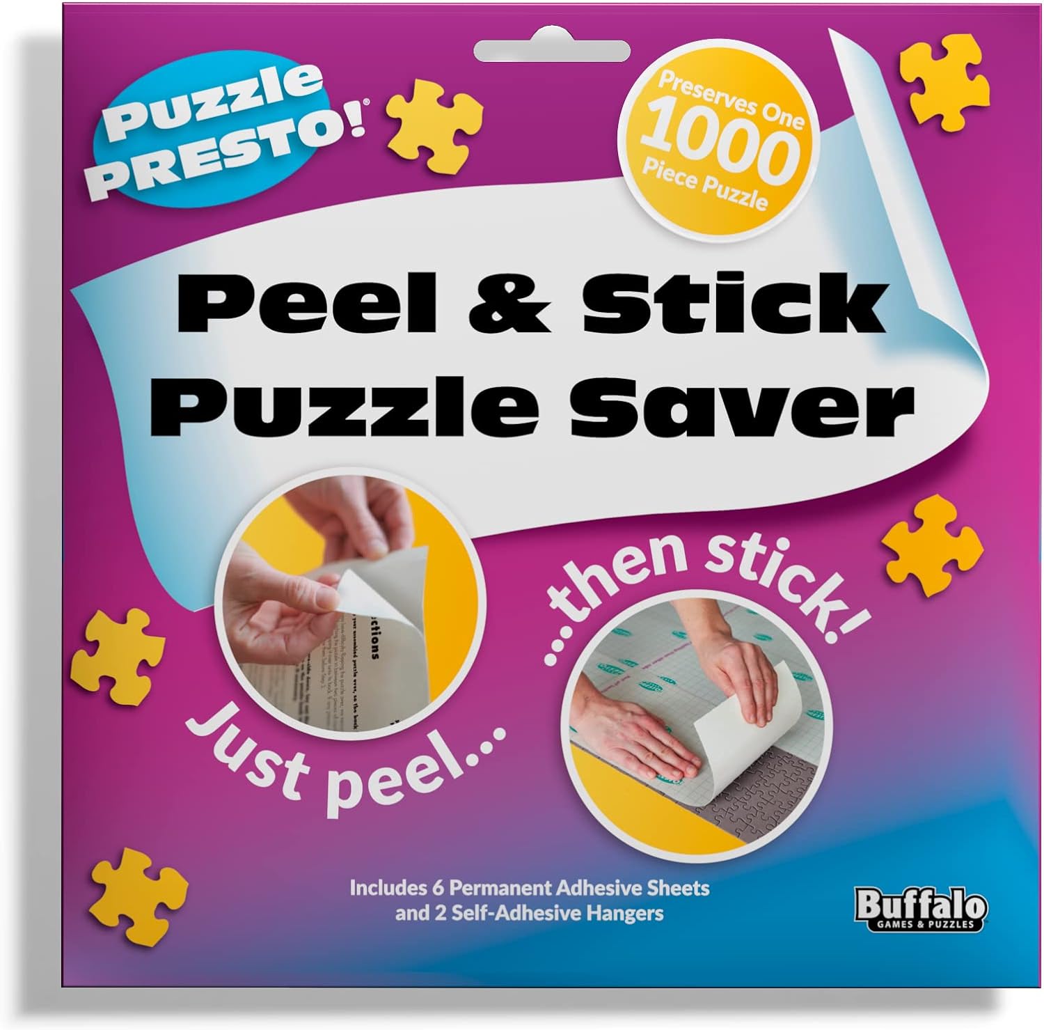 Puzzle Presto! Peel & Stick Puzzle Saver w/ 6 Adhesive Sheets & 2 Adhesive Hangers $5 + Free Shipping w/ Prime or on $35+