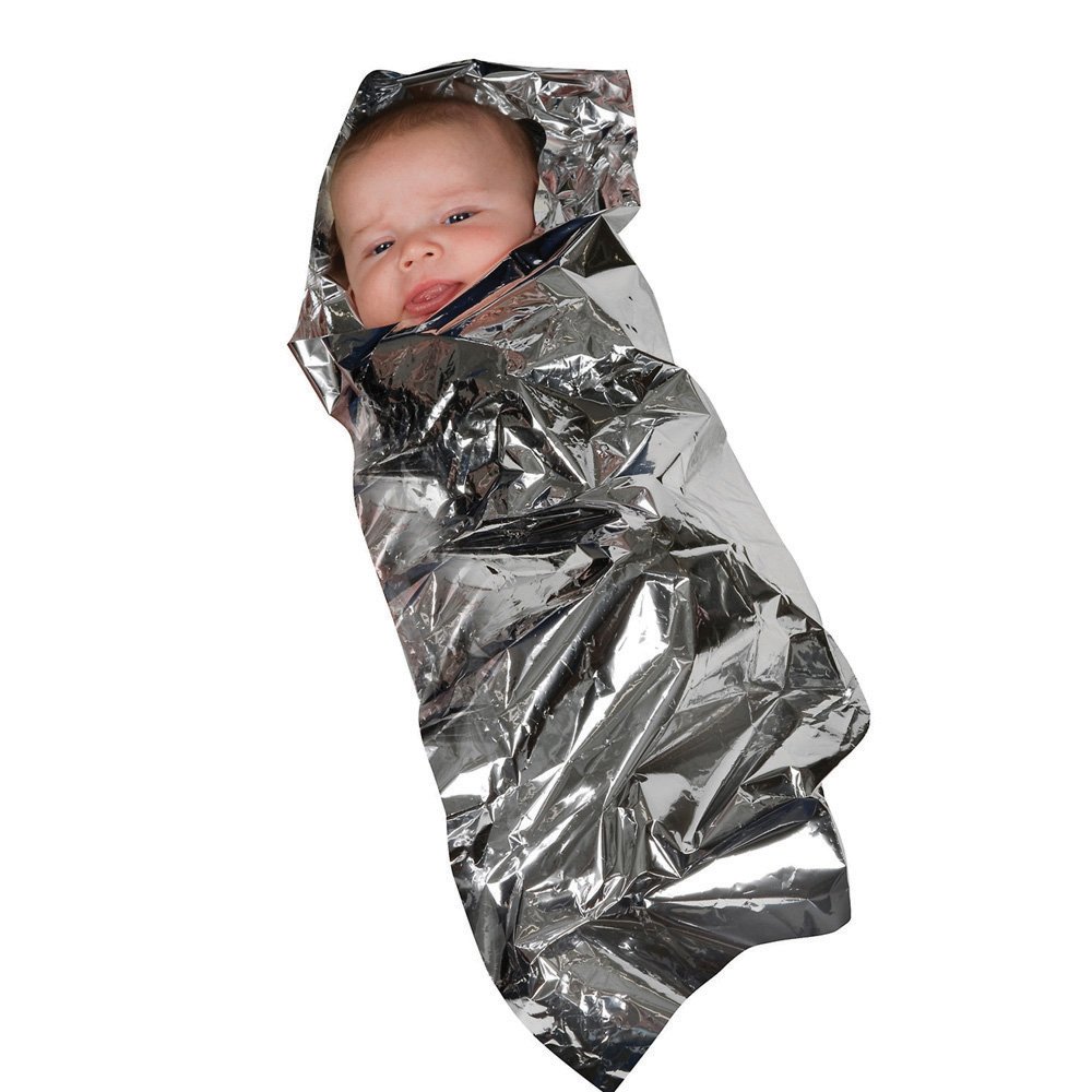 30"x 30" Mabis Sterile Foil Emergency HeatConserving Baby Bunting
