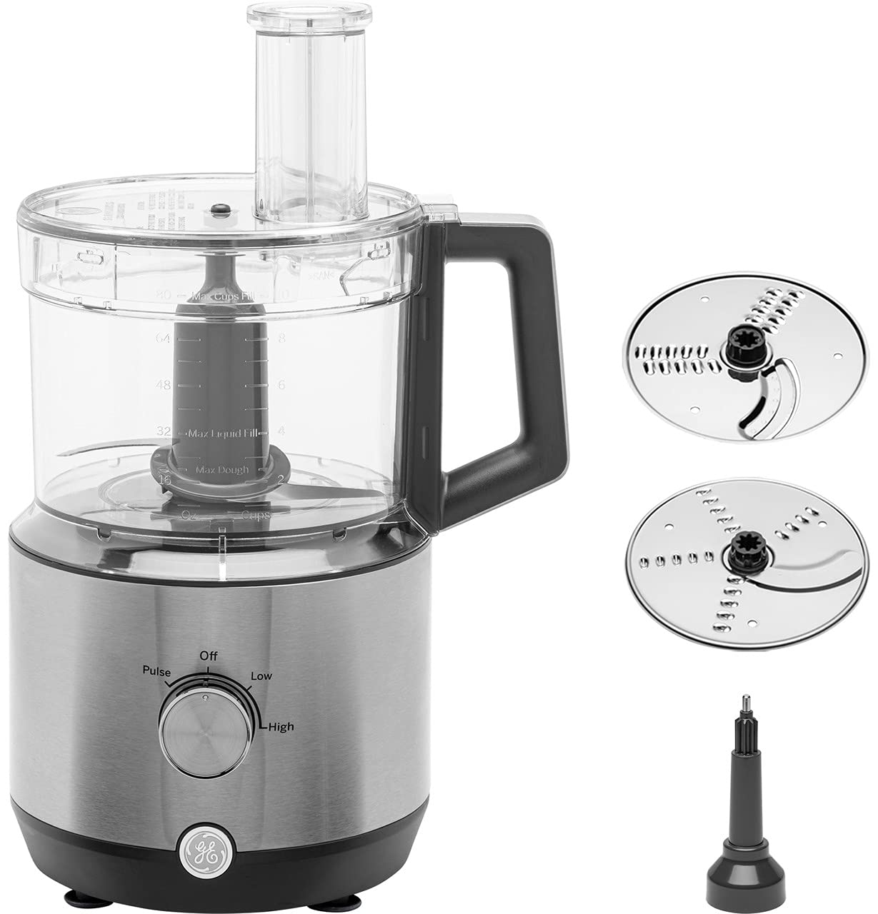 12 Cup GE Food Processor W 3 Feeding Tubes Mixing Blade Shredding 
