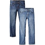2-Pack The Children's Place Boys' Basic Straight Leg Jeans (Carbon Wash/DK Juptier) $15.60