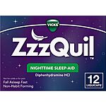 12-Count 25-mg ZzzQuil Nighttime Sleep Aid LiquiCaps $2.20 + Free Shipping w/ Prime or on $35+