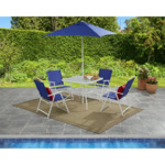 6-Piece Mainstays Albany Lane Outdoor Patio Dining Set w/ 4 Sling Folding Chairs &amp; Market Umbrella (Various Colors) $50 + Free Shipping