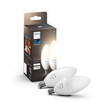 2-Pack Philips Hue 40W White LED Bluetooth Smart Candle Bulb $18