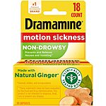 18-Count Dramamine Natural Ginger Motion Sickness Non-Drowsy Capsules $5.60 ($0.31 each) w/ S&amp;S + Free Shipping w/ Prime or on $35+