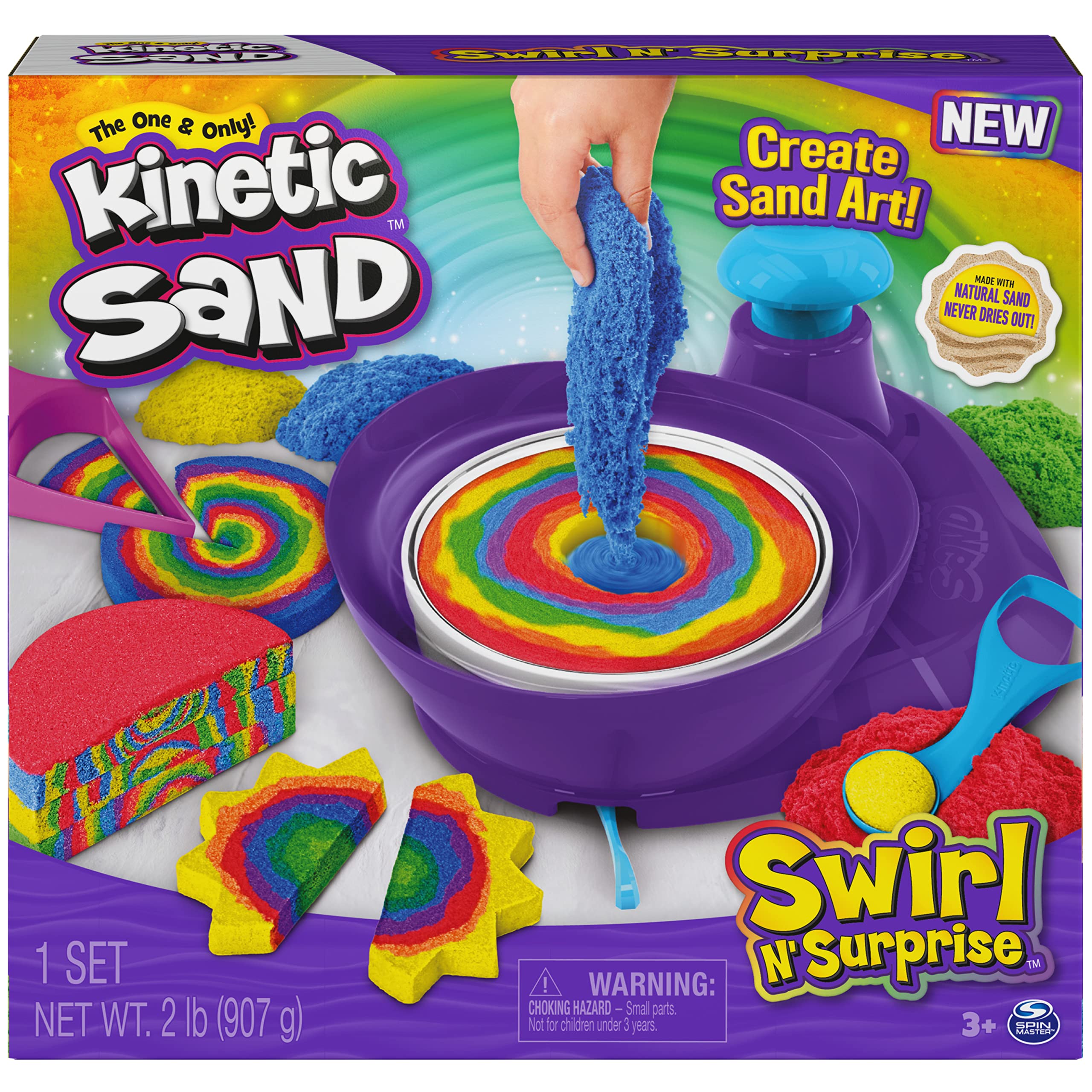 Kinetic Sand Swirl N’ Surprise Sensory Toy Playset w/ 2-Lbs of Play Sand & 4 Tools $10.65 + Free Shipping w/ Prime or on $35+