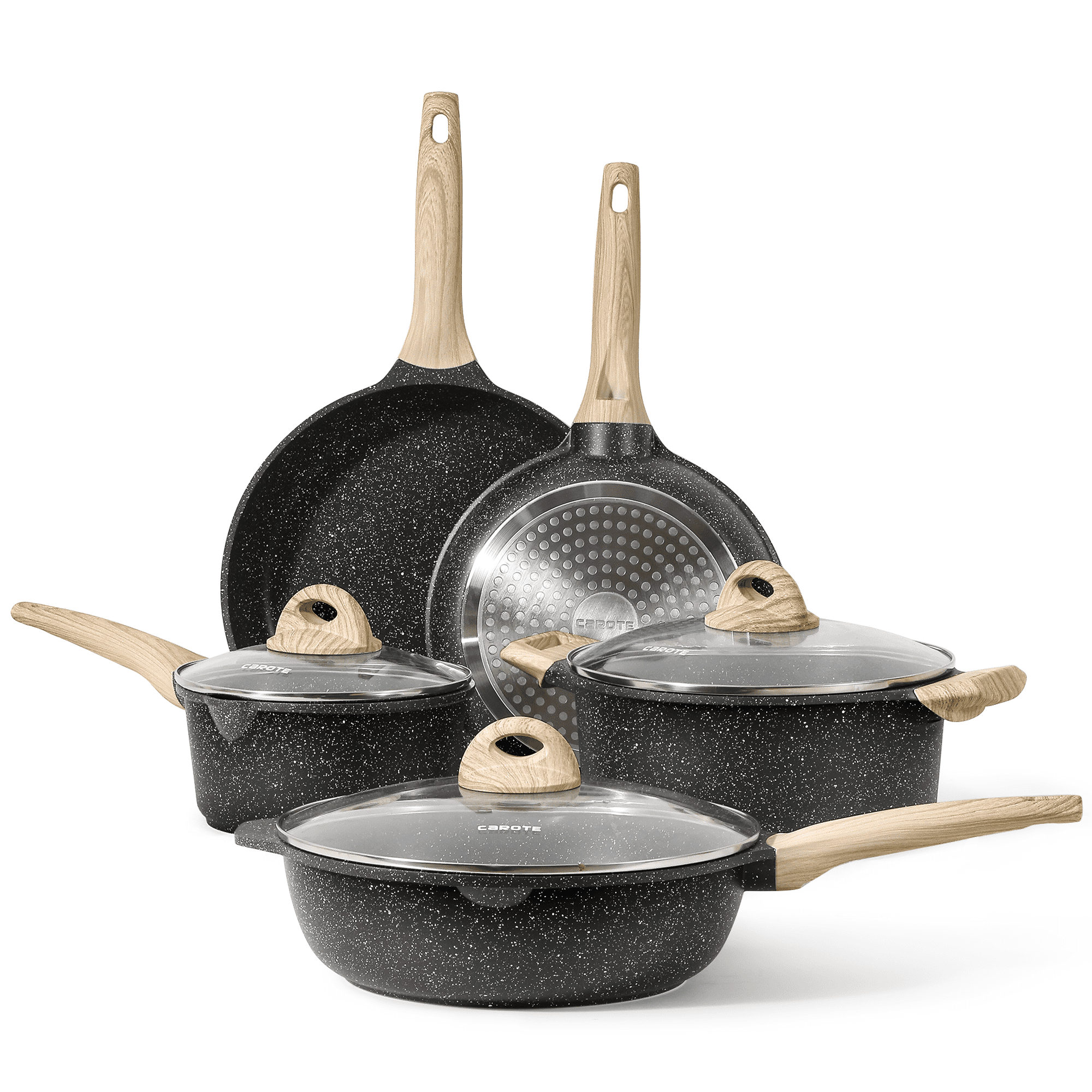 8-Piece Carote Nonstick Granite Stone Kitchen Pots & Pans Cookware Set (Black) $60 + Free Shipping