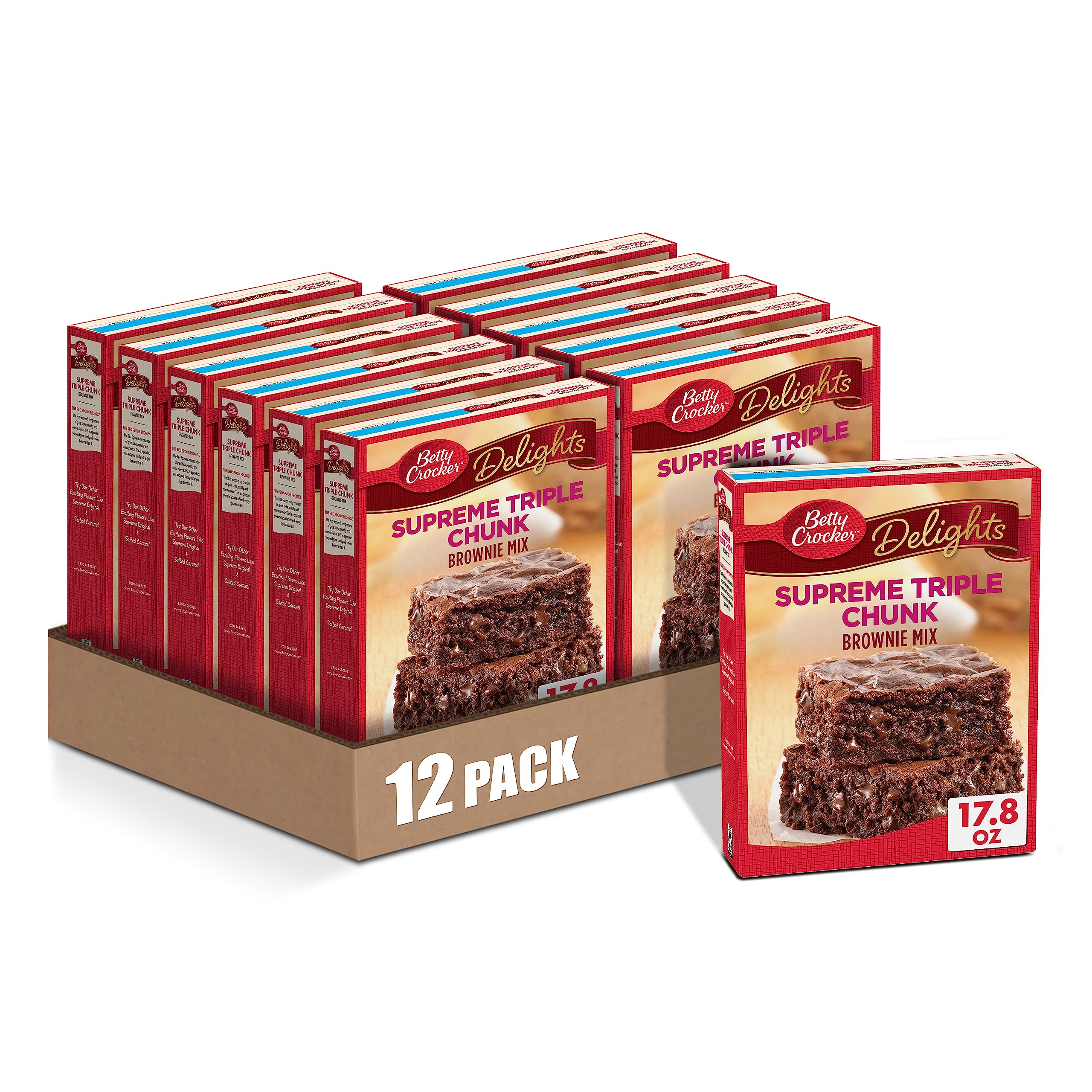 12-Pack 17.8-Oz. Betty Crocker Delights Triple Chunk Supreme Brownie Mix $18.50 ($1.55 each) w/ S&S + Free Shipping w/ Prime or on $35+