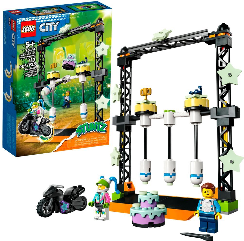 Select Best Buy Stores: 117-Piece LEGO City Stuntz The Knockdown Stunt Challenge Building Playset w/ 2 Lego City Figures (60341) $16 + Free Shipping