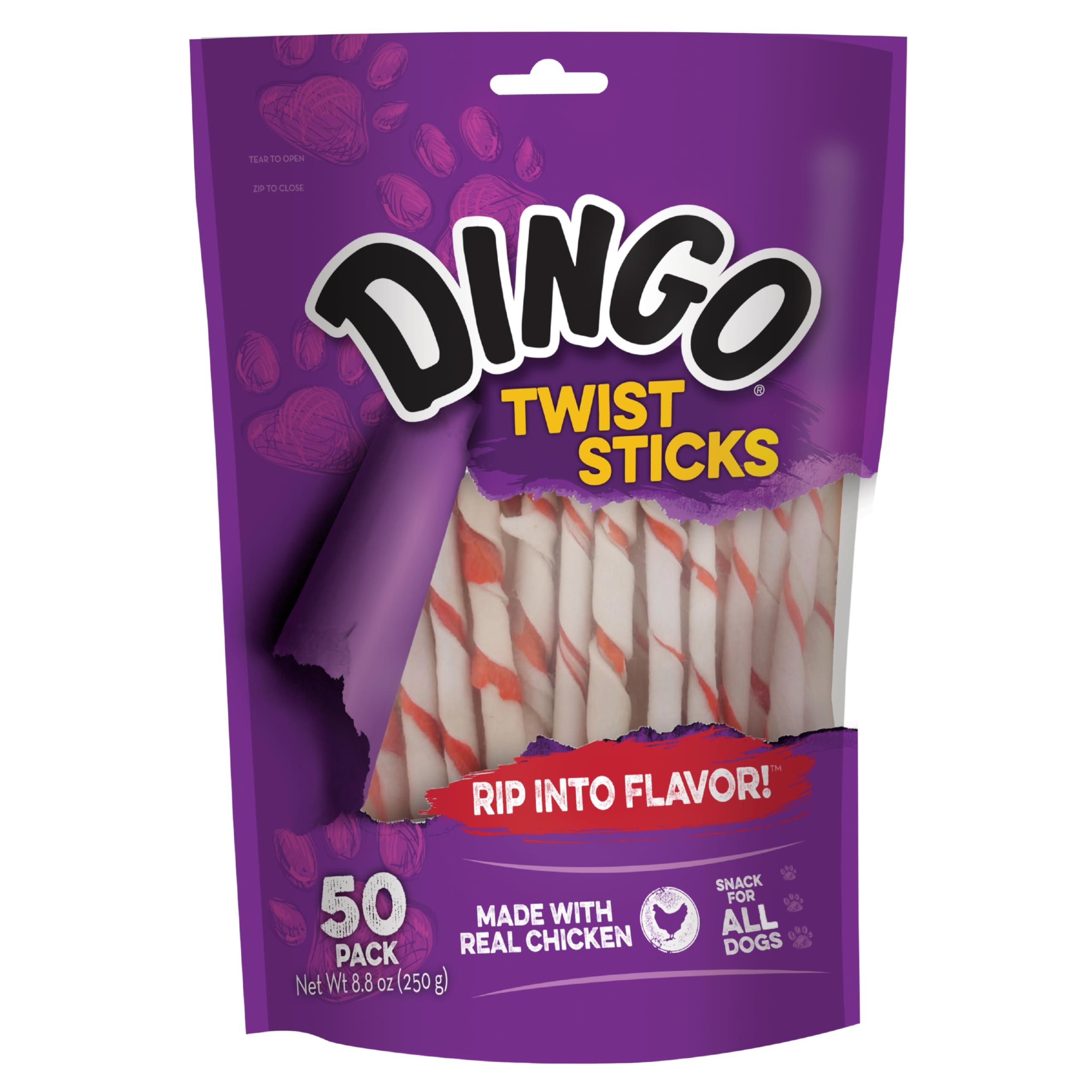 50-Count Dingo Twist Rawhide Dog Chew Sticks (Real Chicken) $3.80 w/ S&S + Free Shipping w/ Prime or on $35+