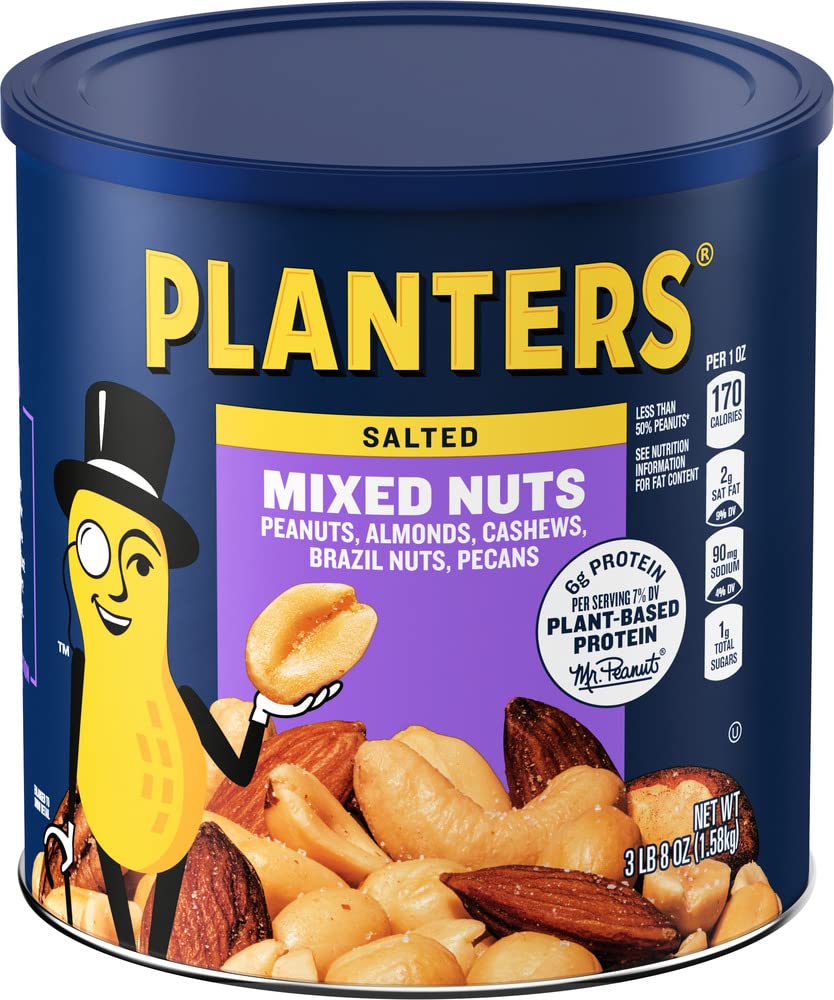 56-Oz. Planters Salted Mixed Nuts (Peanuts, Almonds, Cashews, Brazil Nuts, Pecans) $12 w/ S&S + Free Shipping w/ Prime or on $35+