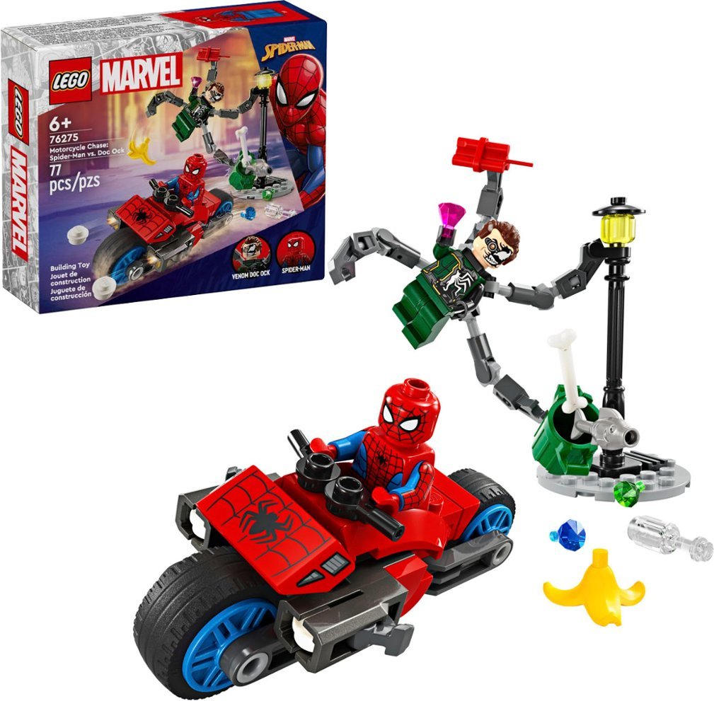77-Piece LEGO Marvel Motorcycle Chase: Spider-Man vs. Doc Ock $8  + Free Shipping