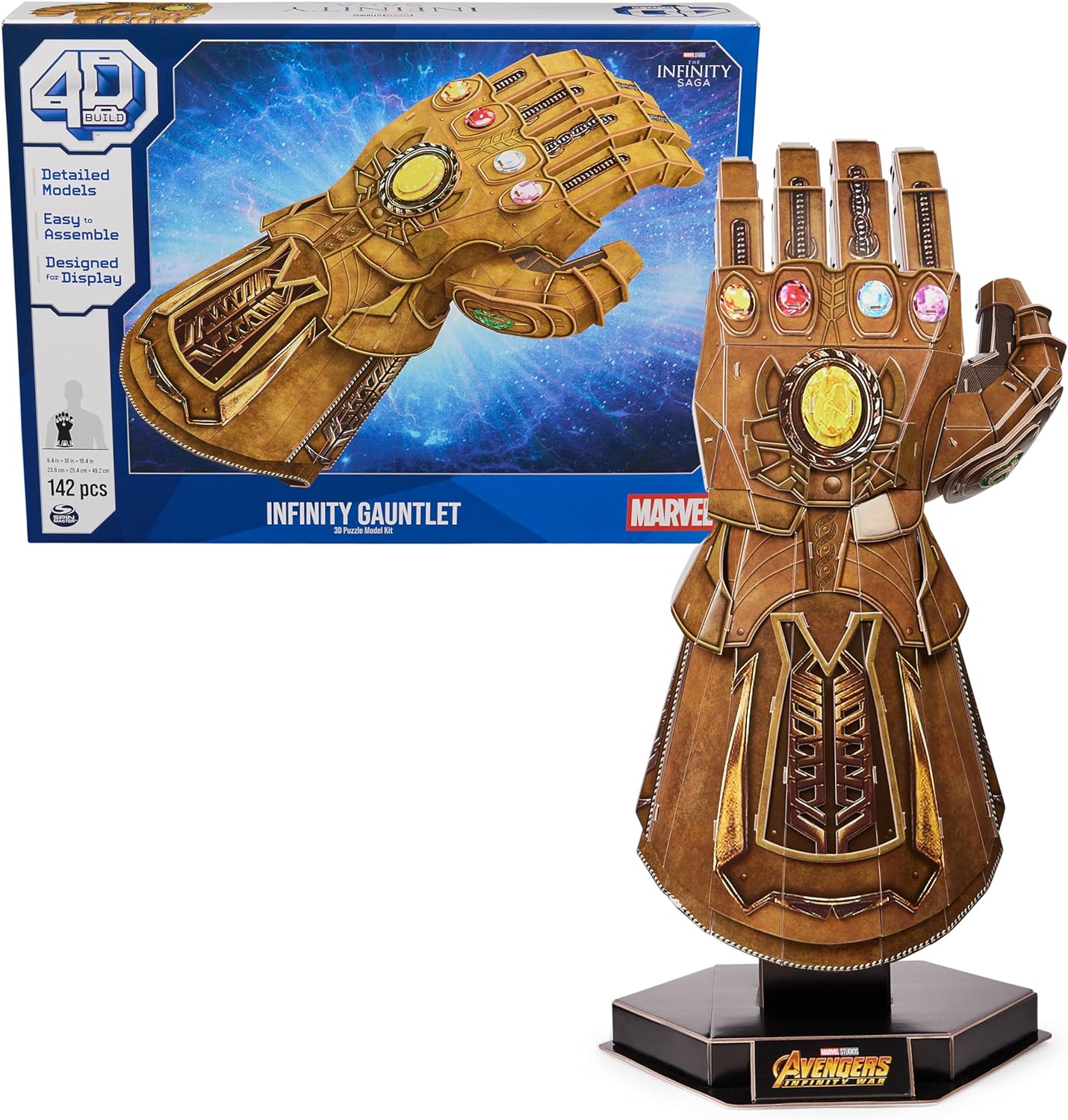 Marvel 4D Build 3D Puzzle Model Kits w/ Stand: 142-Piece Infinity Gauntlet $14.40, 87-Piece Mjolnir Thor's Hammer $9.69, 82-Piece Spider-Man $9 + Free Shipping w/ Prime or on $35+