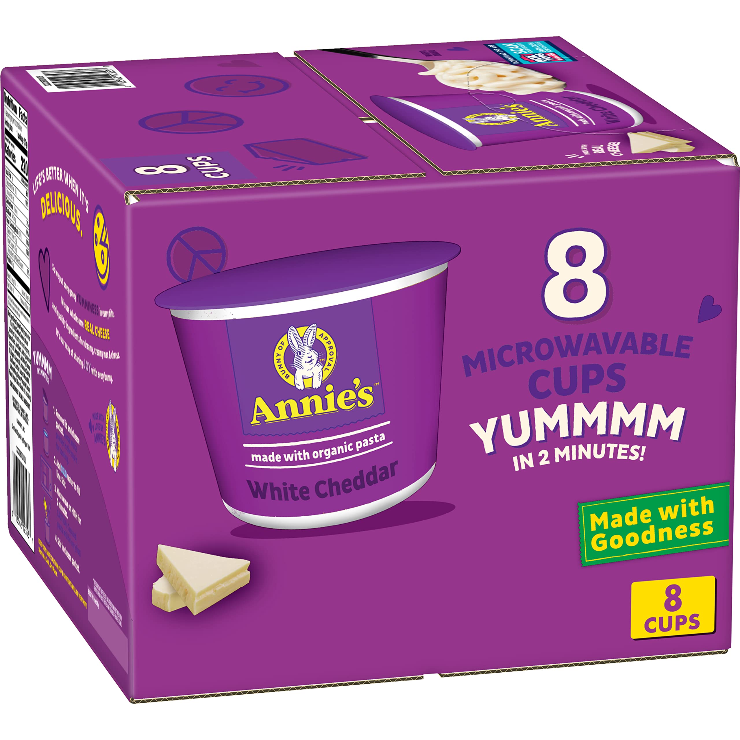 8-Count 2.01-Oz Annie's White Cheddar Mac & Cheese Cups $7 ($0.86 each) w/ S&S + Free Shipping w/ Prime or on orders over $35