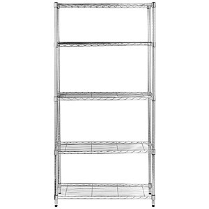 Basics 5-Shelf Adjustable, Heavy Duty Storage Shelving Unit (350 lbs  loading capacity per shelf), Steel Organizer Wire Rack, Black, 36 L x 14