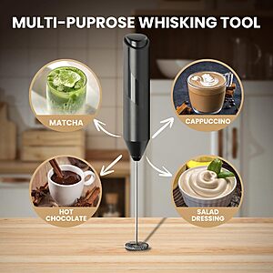 InfiniPower Battery Operated Handheld Whisk Mixer w/ Stainless Steel Stand  $3 + Free Shipping w/ Prime or on $35+