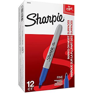 12-Count Sharpie Fine Point Permanent Markers (Blue) $6.05 w/ Subscribe & Save